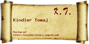 Kindler Tomaj névjegykártya